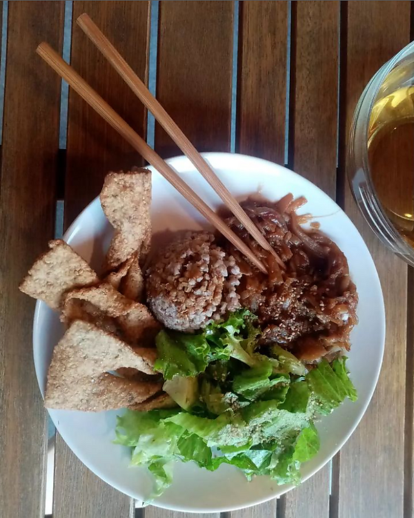 ⚜️Carintos de avena y sésamo ⚜️Sarracena cocido ⚜️Nituke de cebolla con miso ⚜️Lechuga ⚜️Infusion de Tomillo