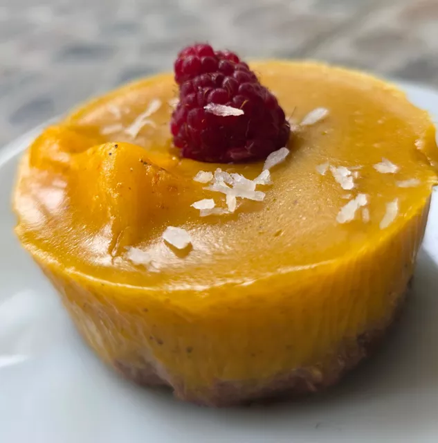 Kanten de carabassa, compota de préssec i coco – Postre macrobiòtic -EspaiCuinarSa - Matthias Hespe