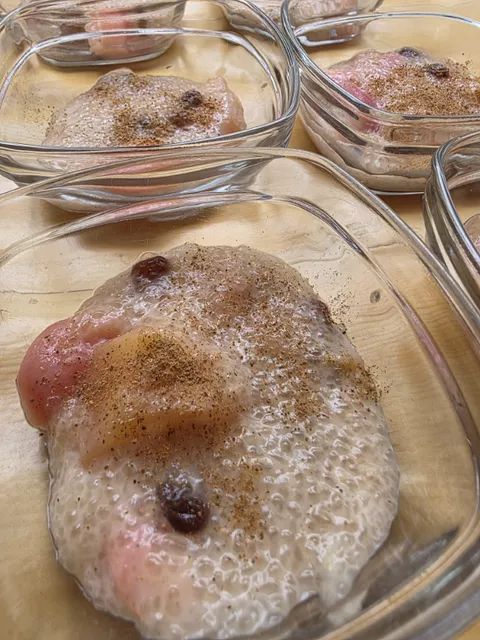 Gelatina de manzana y melocotón con perlas de tapioca - Receta de Matthias Hespe